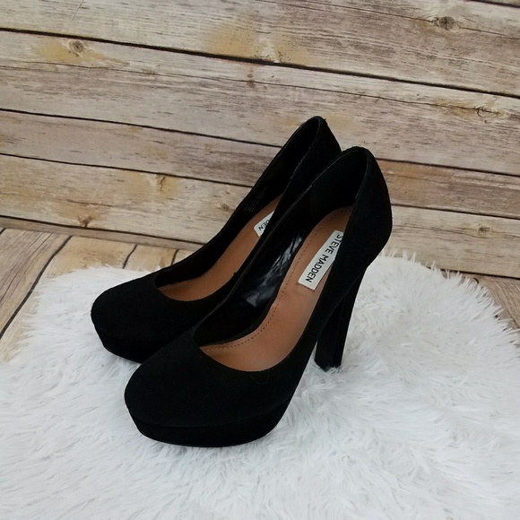 Steve Madden Shoes - Steve Madden Black Suede Platform Heels Sz 8